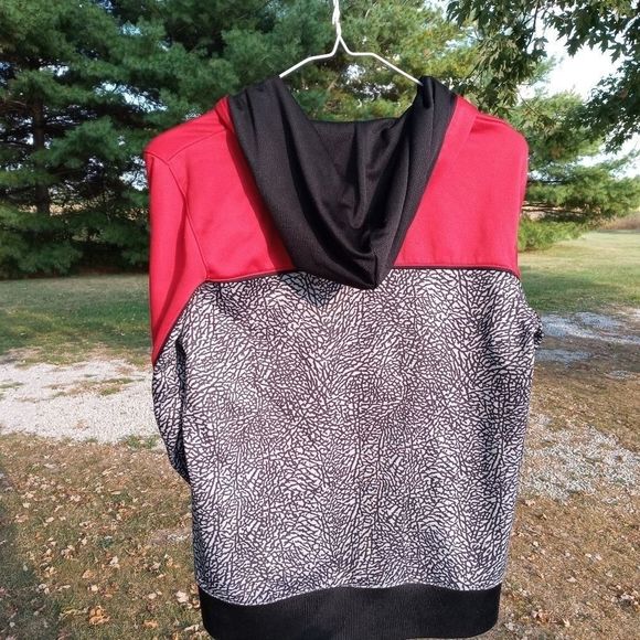 Jordan Jumpman elephant print Therma-Fit zip front hoodie red gray black size L - Picture 3 of 16